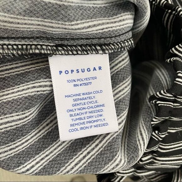 Popsugar Black White Stripe High Paperbag Waist Wide Leg Tie Waist Crop Pants S - Picture 8 of 8